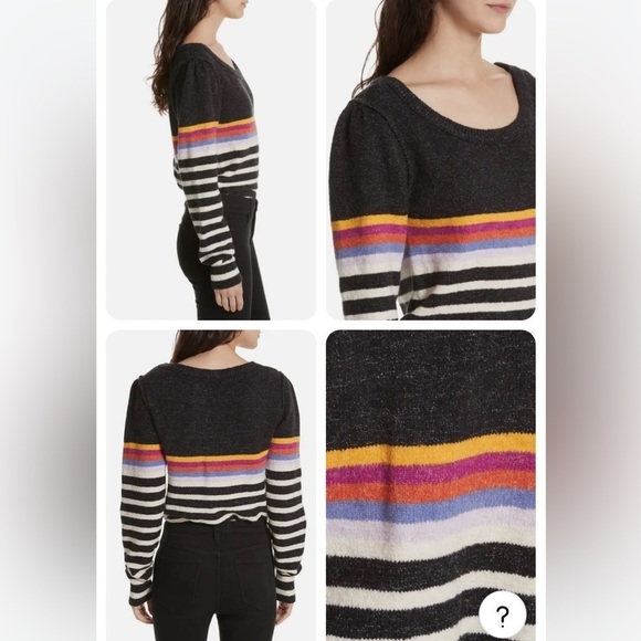 Free People Complete Me Striped Pullover in Black multicolor size S oversized - Picture 3 of 12